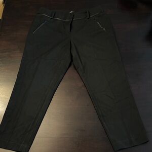 LOFT Black Julie Ankle Pants with satin trim Size 10